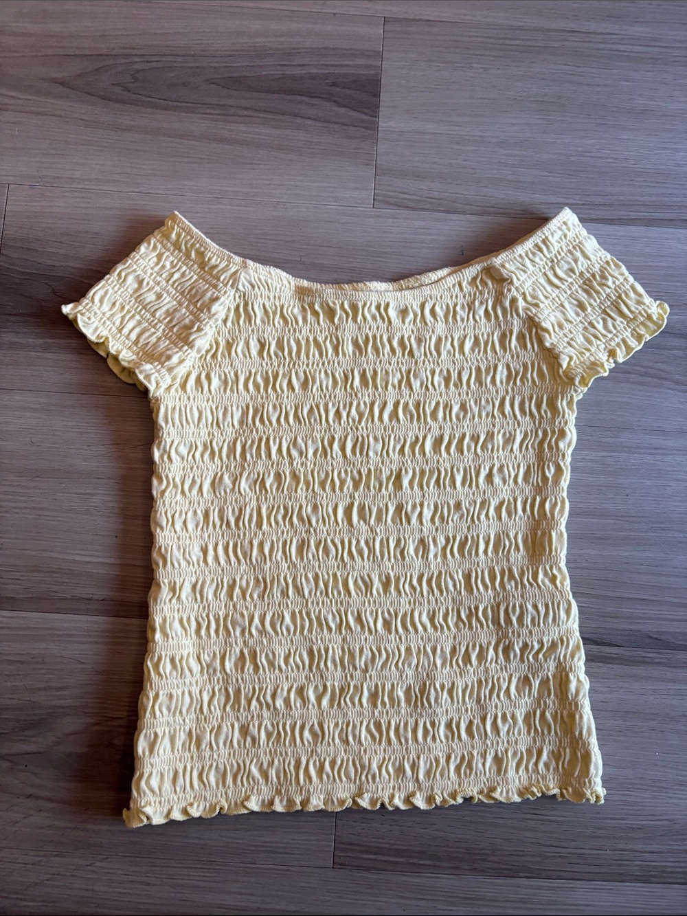 abercrombie kids Yellow Smocked Off-Shoulder Tee